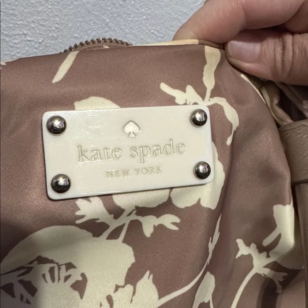 Chic Kate Spade Neutral Floral Nylon Leather Hobo Bag Shoulder Purse Trendy